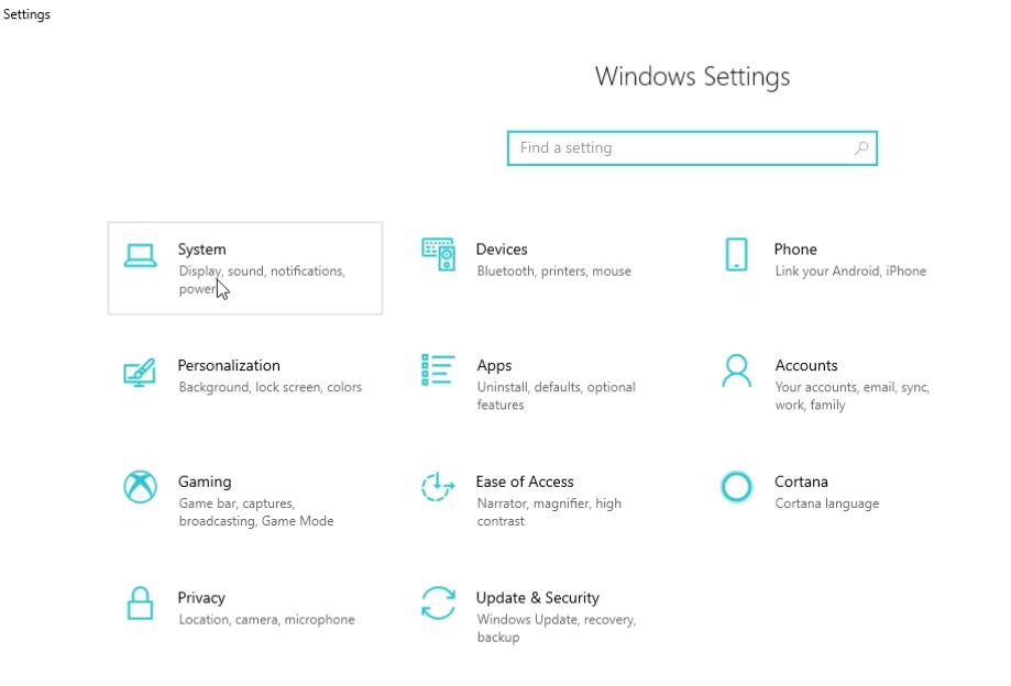 Access the Windows 10 settings.