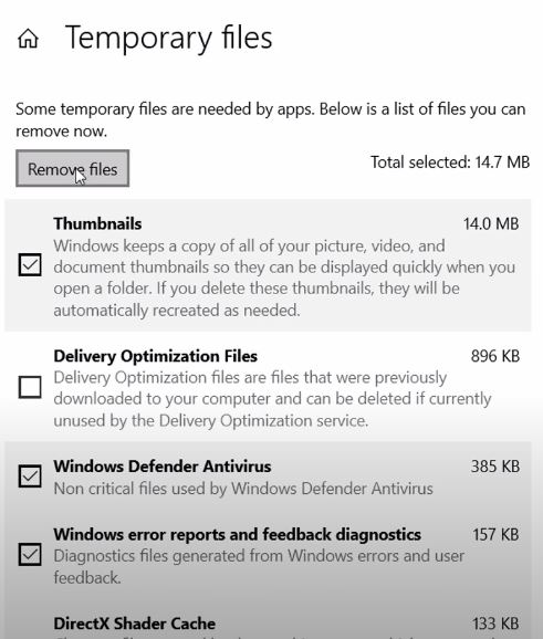 Erasing temporary files in Windows 10
