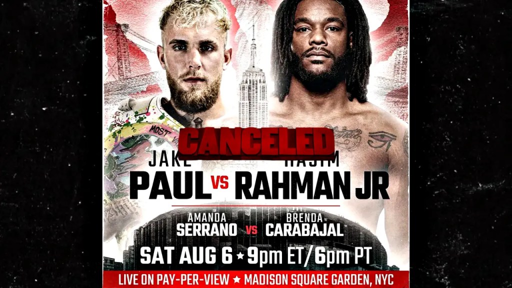 Hasim Rahman Jr. vs. Jake Paul on August 6th is canceled